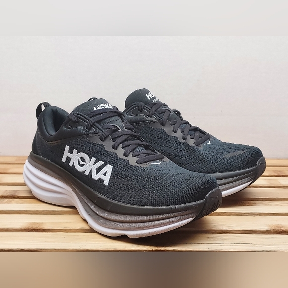 Hoka One Womens Black Bondi 8 Athletic Shoes Size 9B - Picture 1 of 11